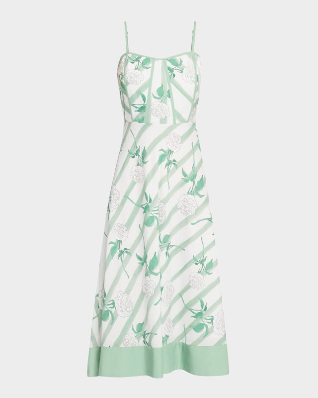 The Gia Liberty Striped Floral-Print Midi Dress